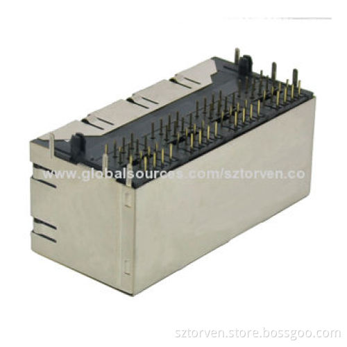 Side Entry Modular Jack, 2x4, Shielded, Available in 2x1-2x8 Poles